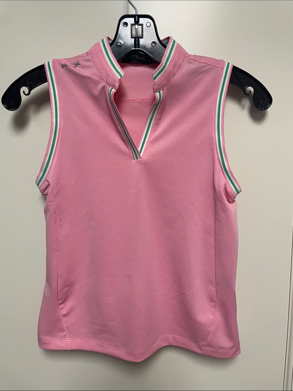 Ralph Lauren RLX  KIDS Pink Sleeveless Polo Tank with Green-Trim Accents